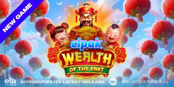 Tampilan visual slot Wealth of the East dengan tema festival oriental dan lentera